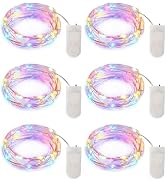 Minetom 6 Pack Pastel Fairy Lights - 7ft 20 LED Waterproof Battery Operated String Lights for Eas...