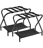 Heybly Luggage Rack, Pack of 2, Steel Folding Suitcase Stand with Storage Shelf for Bedroom, Hote...