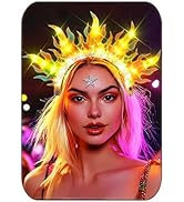 JEAIRTS Light Up Fire Headband Led Flame Crown Headpiece Glowing Halloween Costume Hair Accessori...