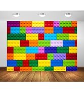 BELECO 7x5ft Fabric Colorful Blocks Photography Backdrop Kids Building Blocks Theme Birthday Part...