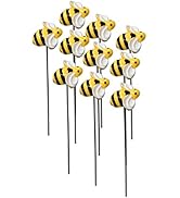 10Pcs Bee Garden Stakes Decor Metal Yard Art Ornaments Front Yard Art Stick Floral Picks Spring S...