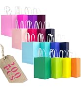 Bakepacker 200Pcs Small Paper Gift Bags with Handles 16 Different Senior Color Bags (15x21x8cm/6"...
