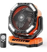40000mAh Battery Operated Camping Fan, Rechargeable High Velocity Floor Fan, Auto Oscillation Rem...