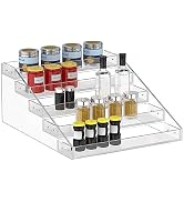 PMMASTO Widen Tiered Spice Rack, Seasoning Organizer, Clear Acrylic Vertical Shelves Can OrganWiz...