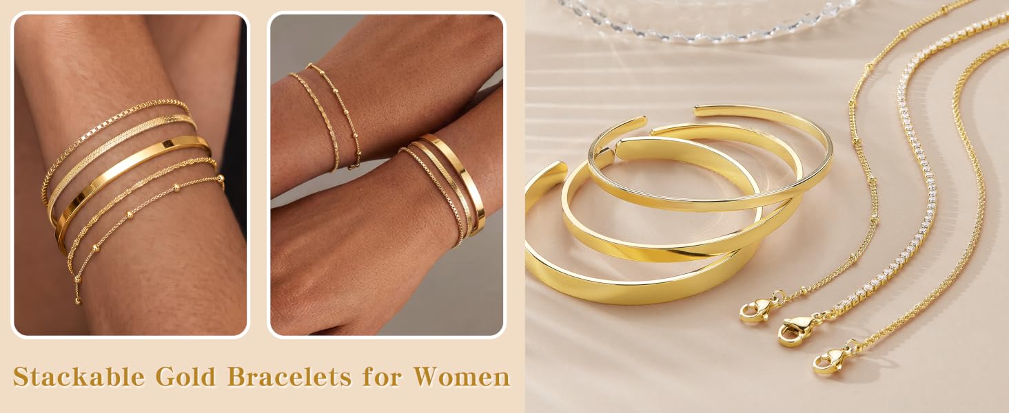 Stackable Gold Bracelets
