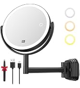 Auxmir No Drilling Wall Mounted Lighted Makeup Mirror, 7" 1X/30X Double Sided Magnifying Mirror w...