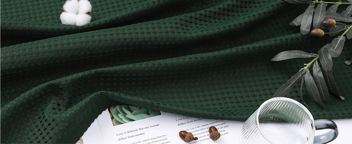 dark green waffle shower curtain