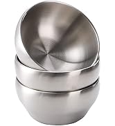 Youeon 3 Pack 28 Oz SUS304 Brushed Stainless Steel Bowls, Double Wall Insulated Bowls, Stainless ...