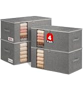 boailydi 90L Rigid-Structured King Size Comforter Storage Bags, 4Pack, Gray | Rigid Sides & Botto...