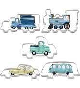 LILIAO Transportation Cookie Cutter Set - 5 Piece - Train, Truck, Pick-up Truck, Beat-up Car and ...