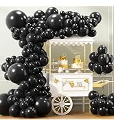 APLANET 150pcs Black Balloons Different Sizes 18 12 10 5 Inch, Latex Balloons for Black Themed Bi...