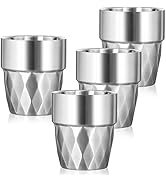 Offiper Steel Cups, 10 oz Insulated Tumbler, 4 Pack Double Wall Unbreakable Stackable Water Tumbl...