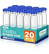 10ml Sterile Vials with Self Healing Injection Port and Sealing Cap, Glass Sterile Vials for Inje...