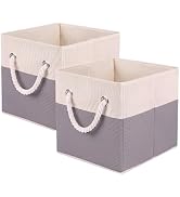 ShellKingdom Storage Bins, Fabric Storage Cube with Cotton Rope Handle | Foldable Storage Boxes, ...