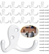 Homanu 14 Pack Coat Hooks, Heavy Duty Double Prong Coat Hooks Wall Mounted with 28 Screws, No Rus...
