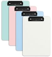 Ysenchan Plastic Clipboard, 4 Pack Colorful Clip Boards with Metal Clip, 12.5 x 9 Inch Hangable L...