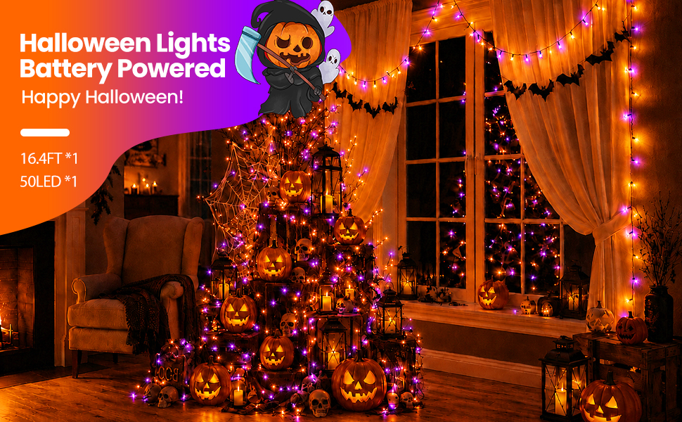 Moettany Purple Halloween Lights String Waterproof