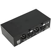2 Channel 48V Phantom Power Supply, Universal Compact Phantom Power with XLR Cable, 3.5MM Sound C...