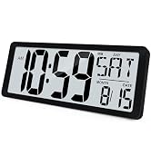 KMMKGG 15" Large Digital Wall Clock Battery Operated, Digital Clock Display with Day, Date & Temp...