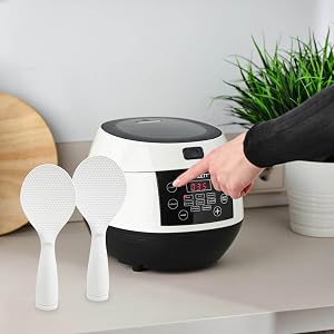 Display of standing rice spoon
