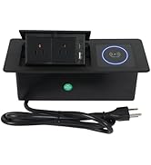 Pop Up Outlet with 15W Wireless Charger, Power Strip with 2 AC Outlets, USB A and USB C Charging ...