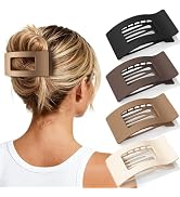 Oeusnael 4 PCS Flat Hair Clips for Women Girls, French Rectangle Lay Down Claw Clips for Thick Th...