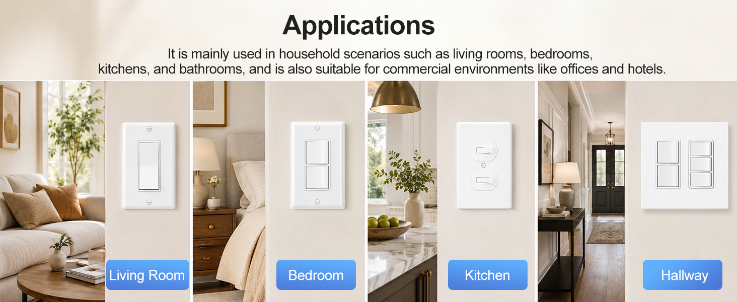 UL Certified Decora Light Switch Complete Installation Set