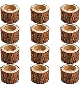 Lawei 12 Pack Wooden TeaLight Candle Holders, Personalized Wood Votive Tealight Holders, Vintage ...