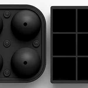 Glacio Ice Mold Combo, Sphere and cube Ice Tray, Cocktail Ice Maker, Whiskey Ice Molds, BPA-Free
