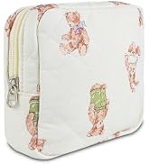 AMZMA Small Floral Quilted Makeup Bag, Coquette Aesthetic Travel Toiletry Organizer for Women, Li...