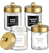 Amolliar 4 Pack Qtips Dispenser Holder - Bathroom Countertop Storage Organizer Containers - Glass...