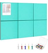 Large Cork Board 36" x 24", 6 Pack Felt Wall Tiles with Colored Pushpins, Bulletin Board with Rem...