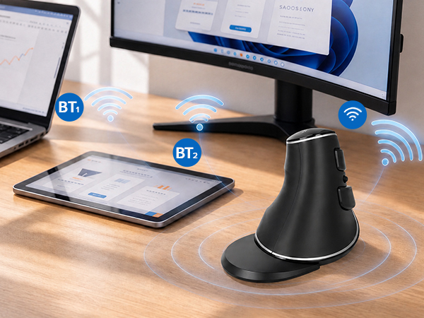 DELUX Wireless Ergonomic Vertical Mouse,Ergo Mouse for Large Hands (M618PD)