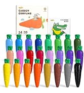 JUPITEARTH Carrot Crayons for Kids 24 Colors, Non Toxic Beeswax Crayons for Toddlers 1-3 with 30-...