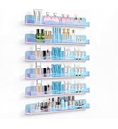 6 Pack Nail Polish Wall Rack Iridescent Acrylic Wall Shelves with Stopper 15 Inch Color Changing ...