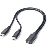 Halokny USB C Y Splitter Charge Cable, 1 Feet USB Type C Female to 2 Dual USB Type C Male Y Split...