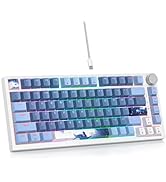 75% Wired Keyboard with Knob, 75 Percent Gaming Keyboard Hot Swappable Gasket Mount,Red Switch,RG...