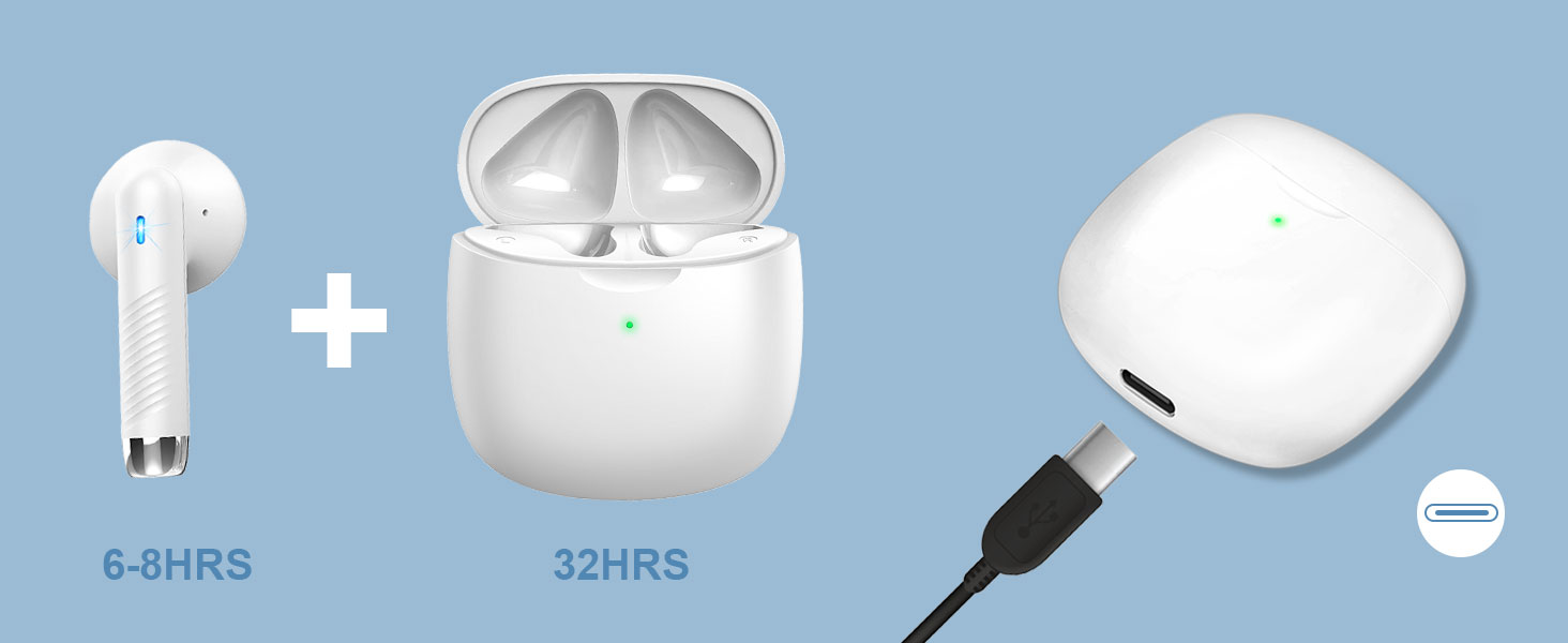 IPX5 Waterproof, Immersive Premium Sound Long Distance Connection Headset with Charging Case