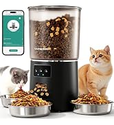Automatic Cat Feeder for 3 Cats, 6L/25 Cup Cat Food Dispenser with Strong Anti-Jam System, Dual-E...