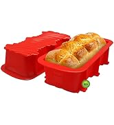 Walfos Silicone Loaf Pan Set - 2 Pieces Non-Stick Silicone Bread Pan, Just PoP Out! Perfect for B...