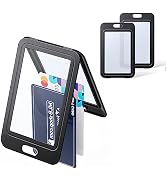 Uniclife ID Badge Holder with Double-Sided Windows Vertical Hard Plastic Case Black Card Protecto...