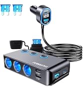9 in 1 Cigarette Lighter Splitter,264W 3 Socket Car Cigarette Lighter Adapter,Type-C QC3.0 PD 30W...