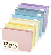 Zzrywuty Hanging File Folders, 12-Pack Letter Size Hanging File Folders with 1/5-Cut Tabs, Color ...