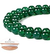 BEADNOVA 8mm Natural Green Agate Gemstone Round Loose Beads for Jewelry Making (45-48pcs)