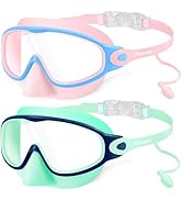 Vvinca Kids Swim Goggles with Nose Cover & Attached Earplugs, Anti-Fog Wide View Swimming Goggles...