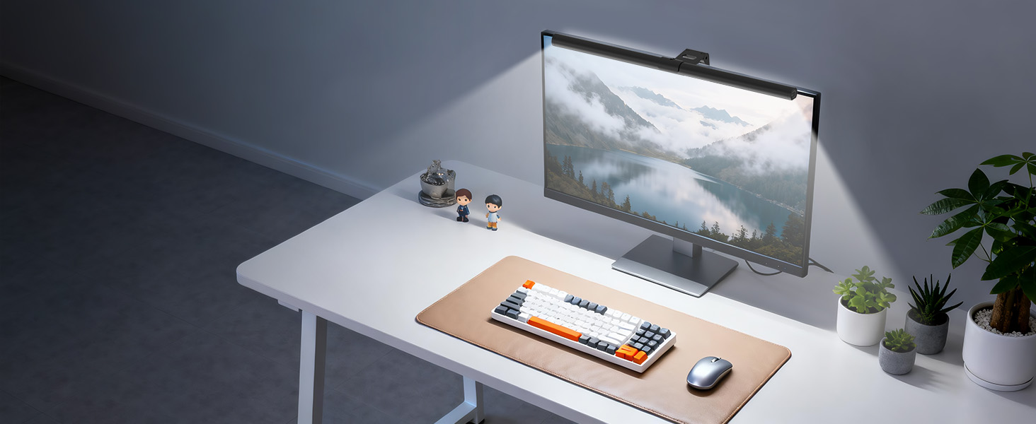 ON/OFF Control USB Reading Desk Lamp with Stepless Dimming for Flat & Curved Monitor