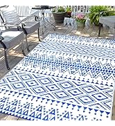 Waterproof Outdoor Rug 5x8ft, Bohemia Reversible Plastic Straw Mat for Patio RV Deck Porch Backya...