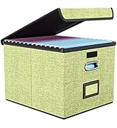 Huolewa Decorative File Organizer Storage Box with Lid, Linen Hanging Filing & Storage Box with P...