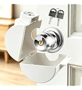 PKLIYH Keyed Child Safety Door Knob Lock,Upgrade ABS Childproof Doorknob Cover,Universal Fit for ...