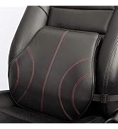 au-kee Lumbar Support for Car, Genuine Leather Memory Foam Pillow Lower Back Cushion for Office C...